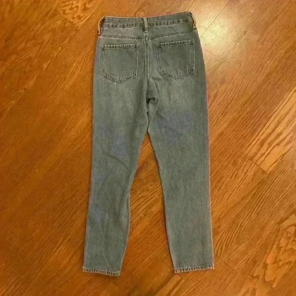 Empyre Eileen Checkered Striped Medium Wash Mom Jeans Size 0 Zumiez Distressed - Picture 12 of 15